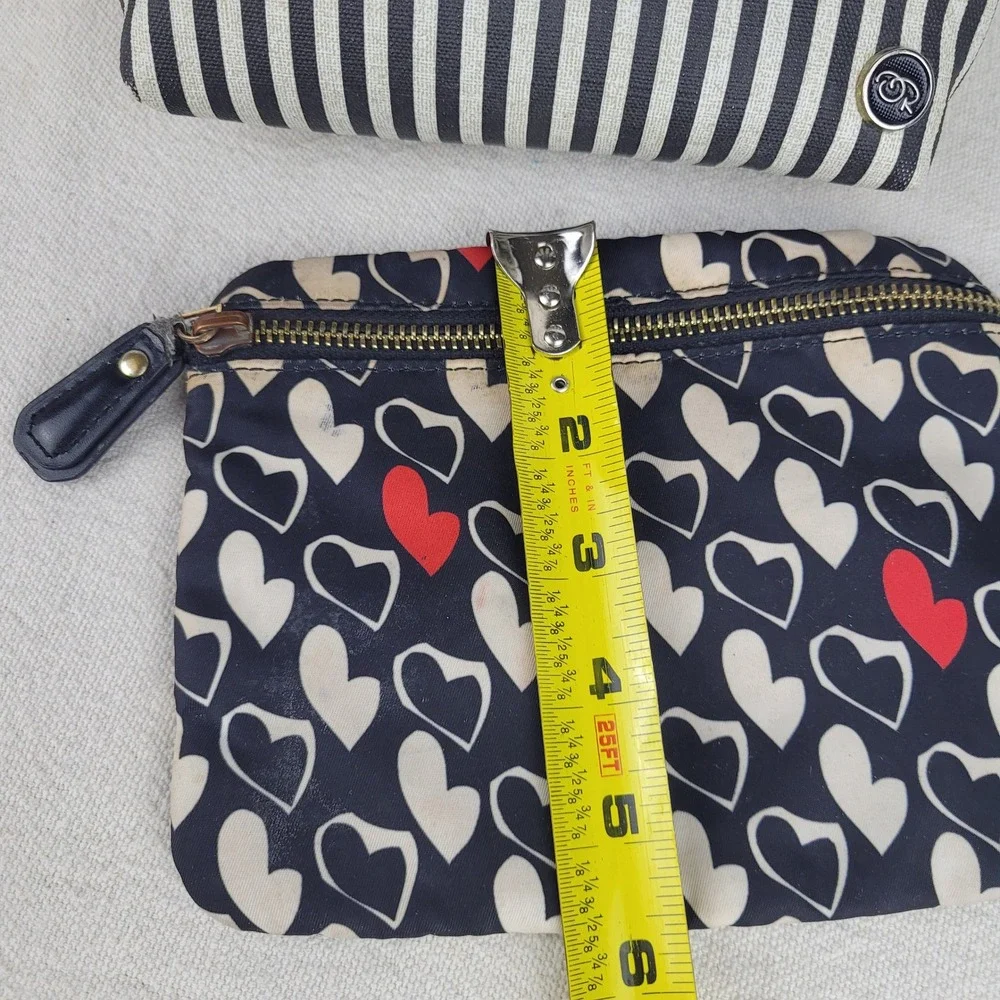 VTG‎ Oscar de la Renta Striped & DVF Heart Cosmetic Bag Bundle Black White Red